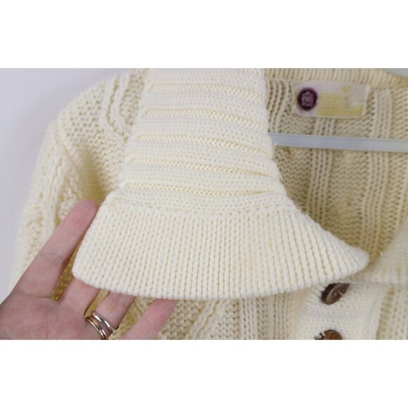 Vintage 70s Streetwear Mens Medium Donegal Fisherman Chunky Cable Knit Sweater - Picture 6 of 10